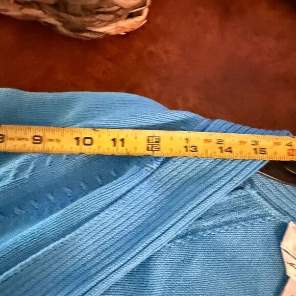 Talbots Mercerized Cotton Open Cardigan Sweater Women's Medium Blue - Picture 8 of 10